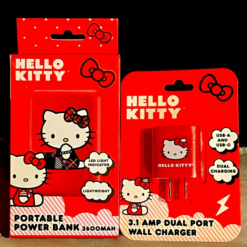 Hello Kitty Portable Power Bank and Wall Charger Bundle